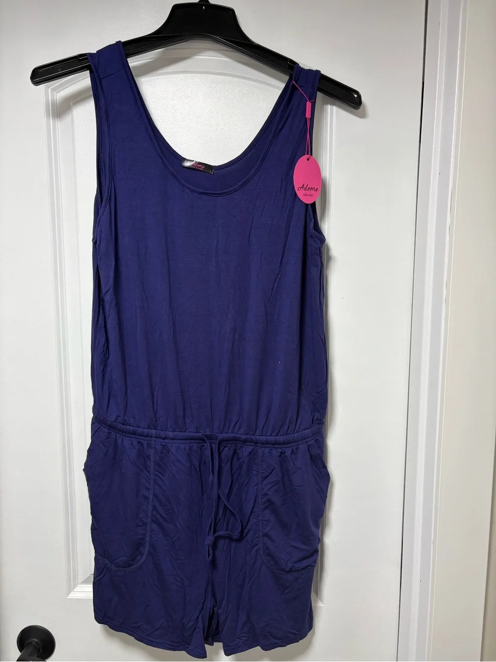 NWT Adome Deep Navy Sleeveless Tank Top Romper - Picture 3 of 5